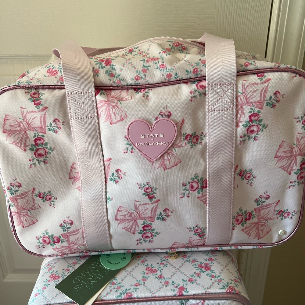 STATE X LoveShackFancy Rockaway Duffle Rosa Beaux - Picture 2 of 4